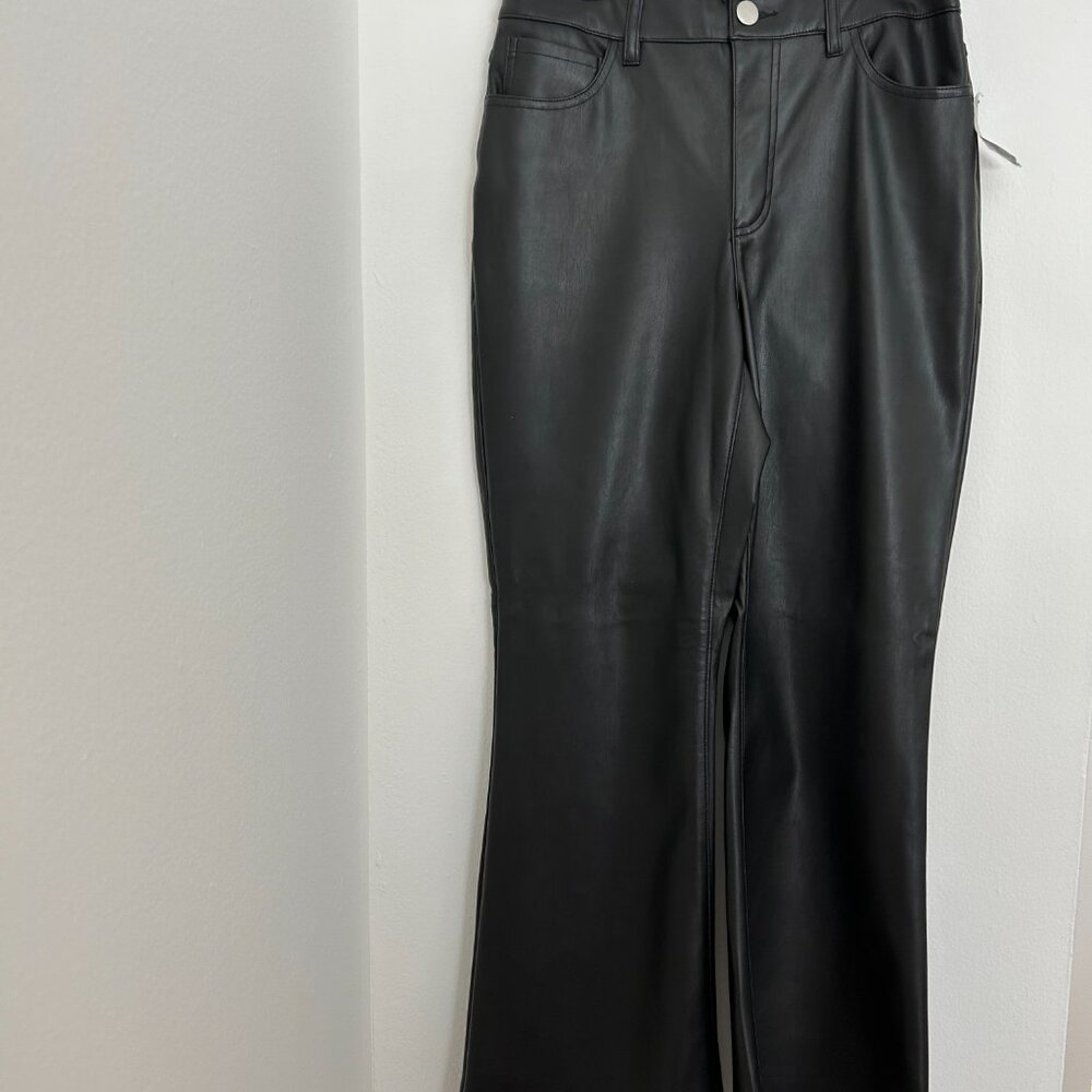 International Concepts Black Wide Leg Pleather Pants Size 10 NWT